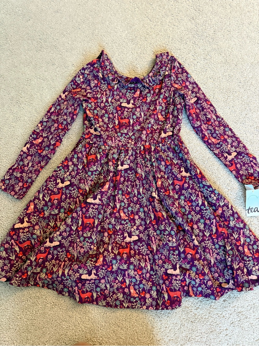 Tea Collection Ruffle Collar Ballet Dress in Scottish Woodlands Berry 12
